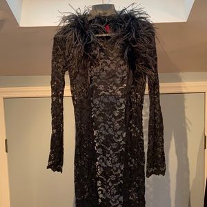 Feather and lace tea length duster